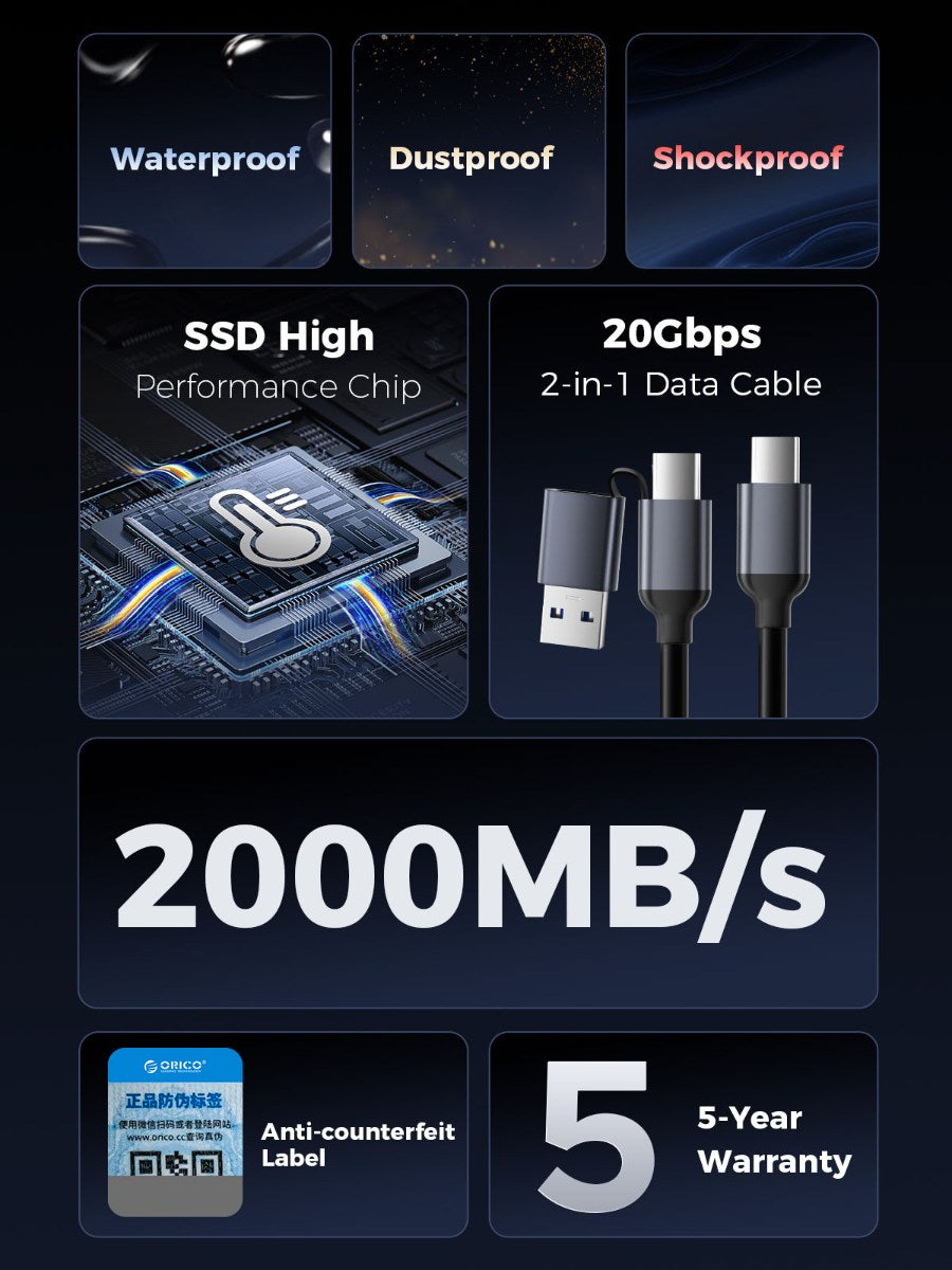 O20 20Gbps პორტატული SSD